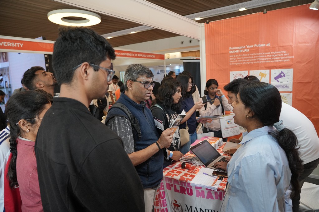 Students exploring university booths at Career Uttsav