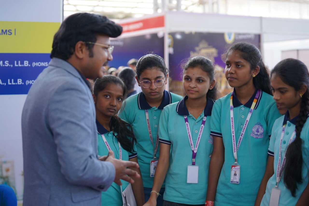 Student exploring a stall at Career Uttsav